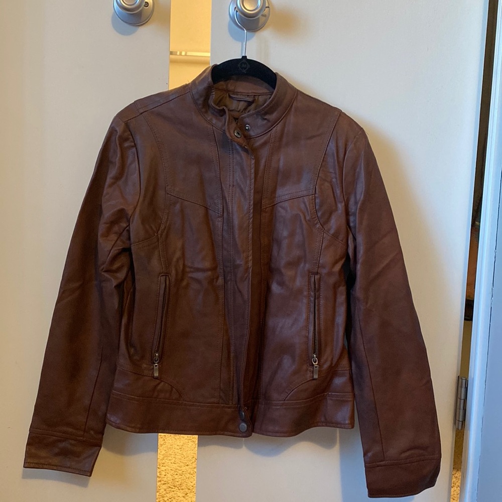 Brown leather jacket